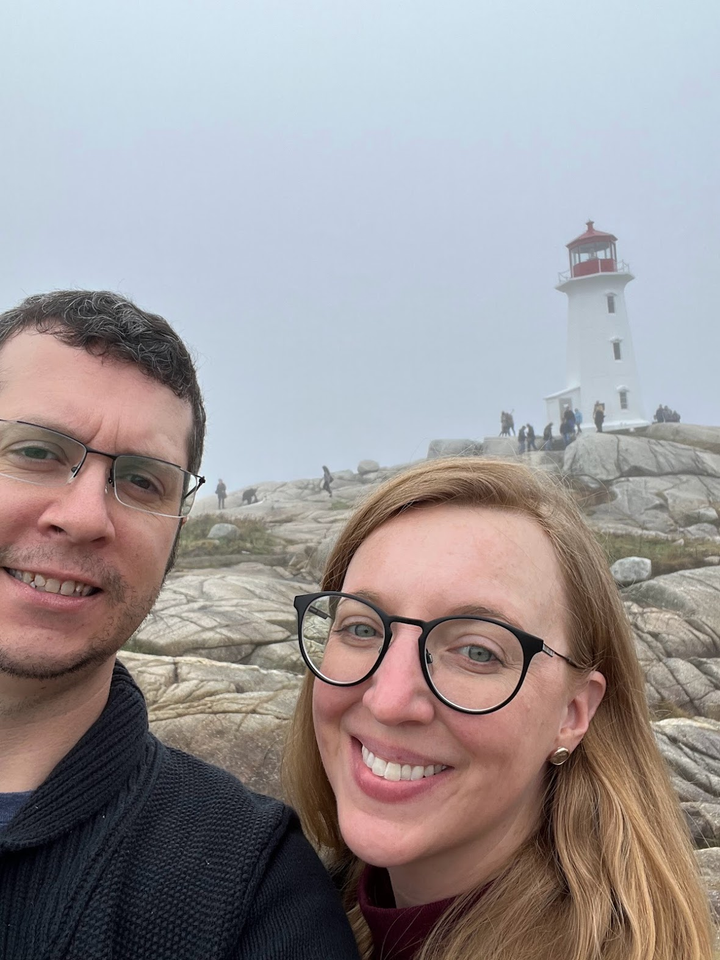 Me and Elz posing in front of the lighthouse