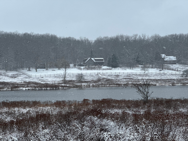 Cabin across a lake